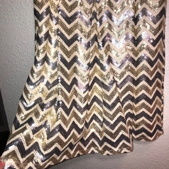 Charming Charlie Size Small Sort Party Dress.Covered in Gold and Silver Sequins - Picture 4 of 9
